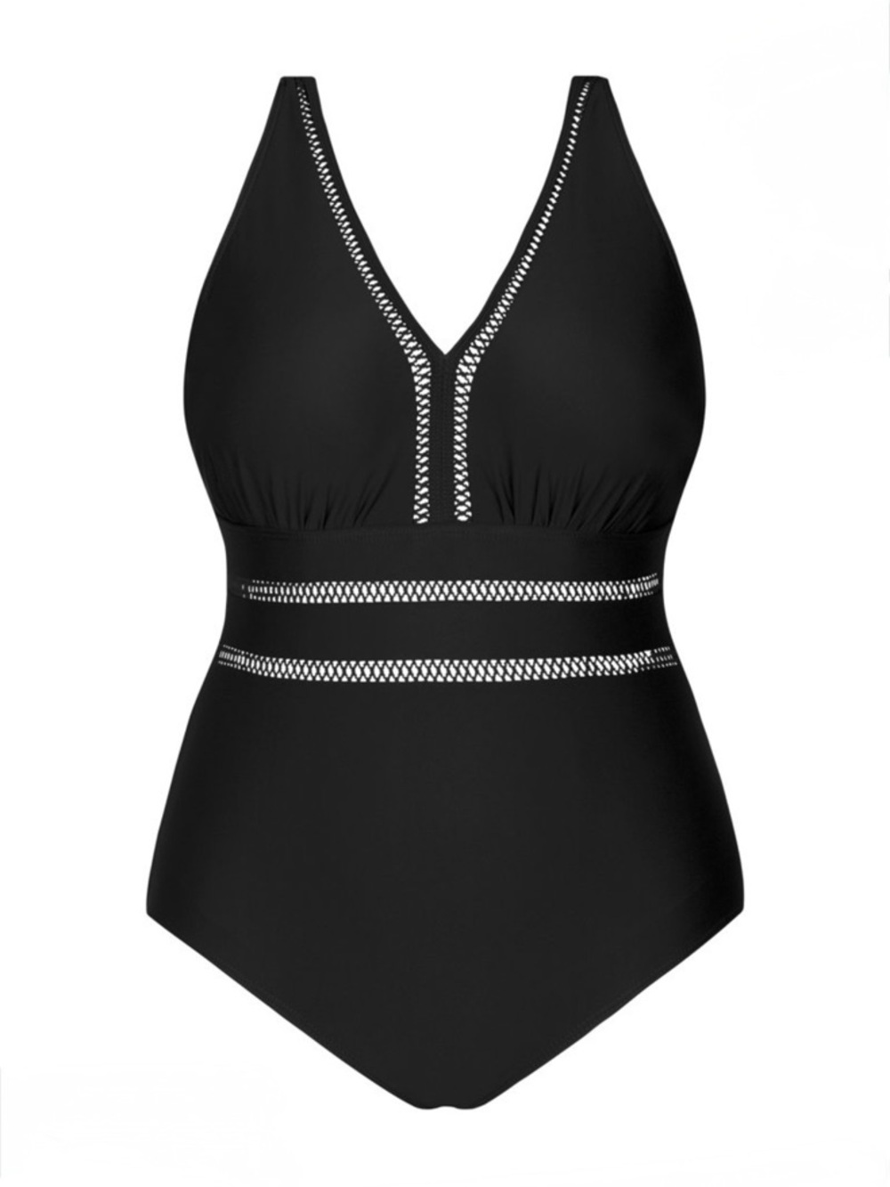 Rivelino Plus Size Sexy V Neck Bathing Suit Mesh Sheer Tummy Control Swimwears - Picture 13 of 13